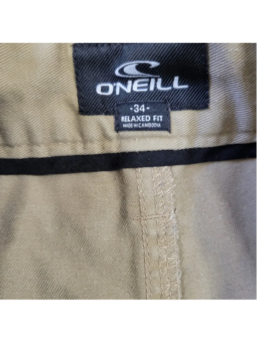 O'NEILL Men's Relaxed Fit Flat Front Zip-Fly Khaki Shorts Size 34 Inseam 10 - Picture 6 of 6